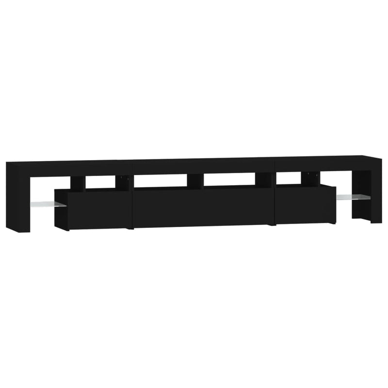 vidaXL TV Cabinet with LED Lights Black 230x36.5x40 cm