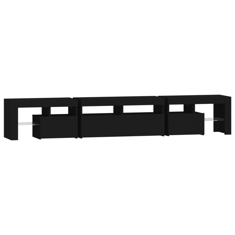 vidaXL TV Cabinet with LED Lights Black 230x36.5x40 cm