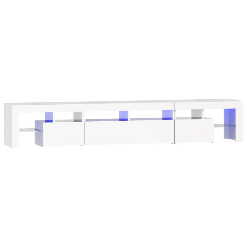 TV Cabinet with LED Lights High Gloss White 230x36.5x40 cm