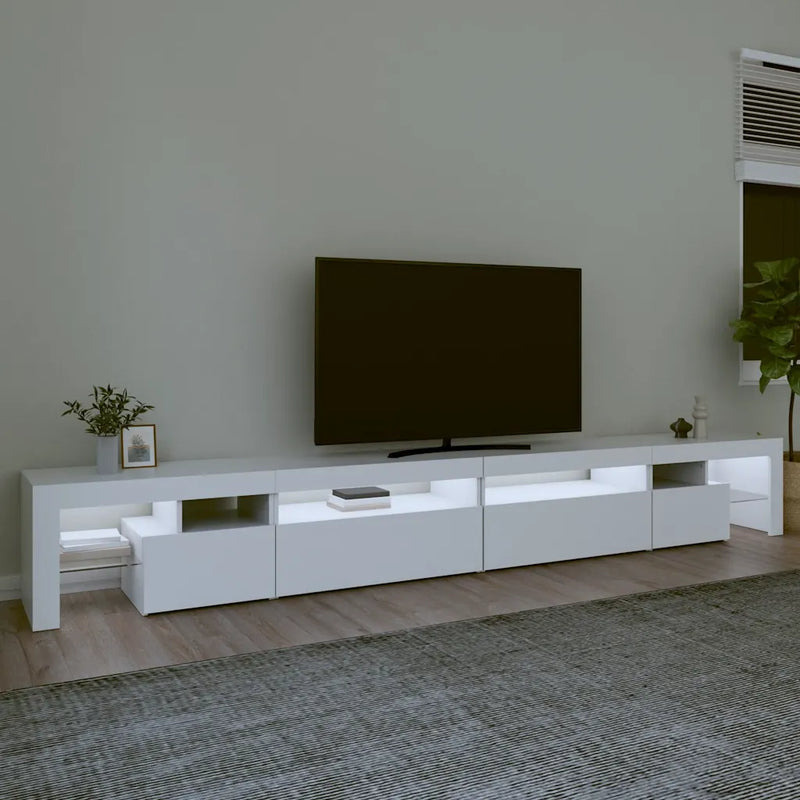 TV Cabinet with LED Lights White 290x36,5x40 cm