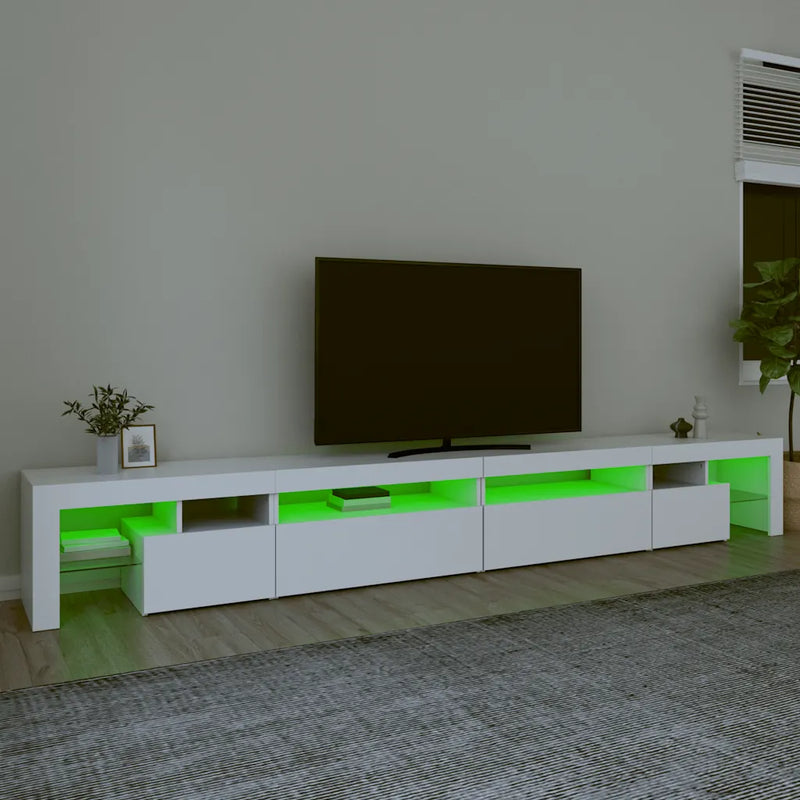 TV Cabinet with LED Lights White 290x36,5x40 cm