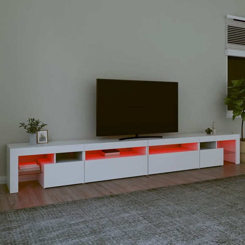 TV Cabinet with LED Lights White 290x36,5x40 cm