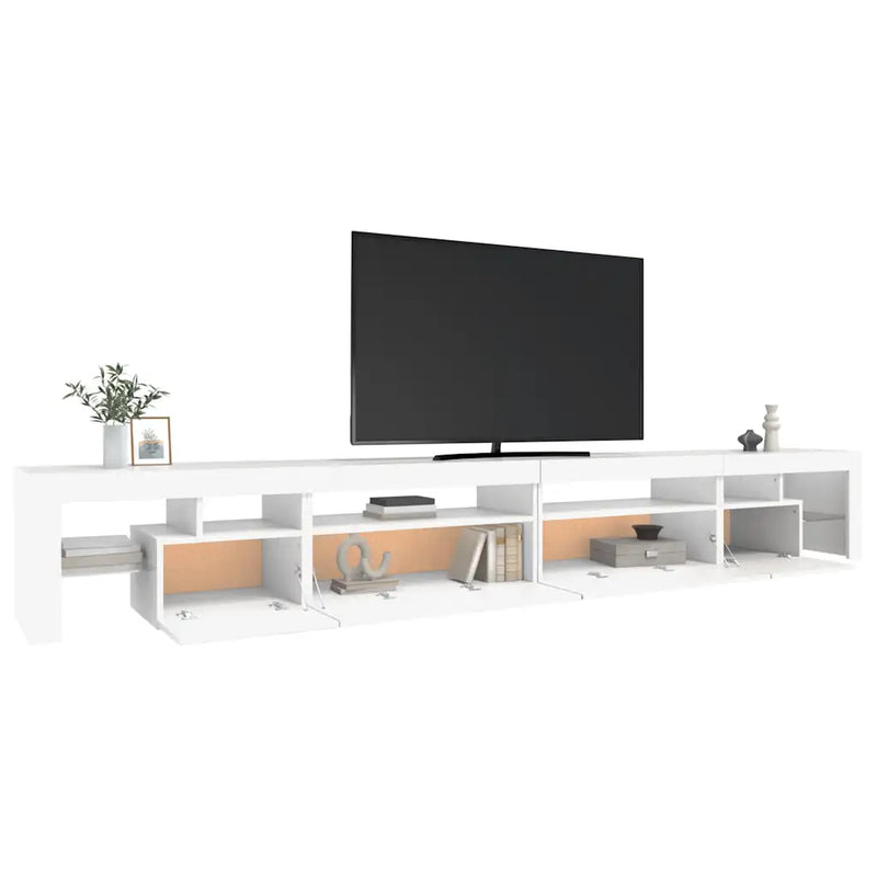 TV Cabinet with LED Lights White 290x36,5x40 cm