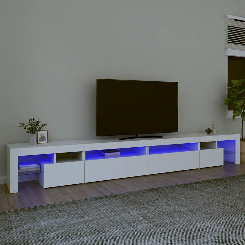 TV Cabinet with LED Lights White 290x36,5x40 cm