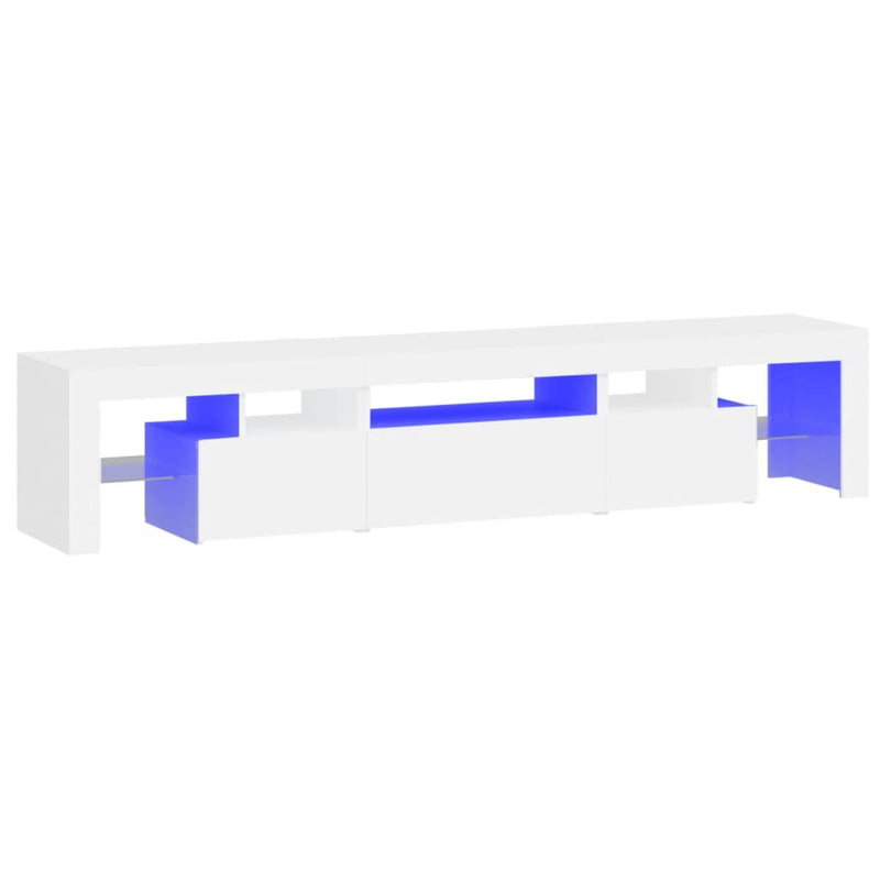 TV Cabinet with LED Lights White 200x36.5x40 cm