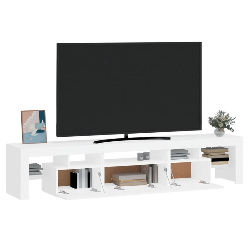 TV Cabinet with LED Lights White 200x36.5x40 cm