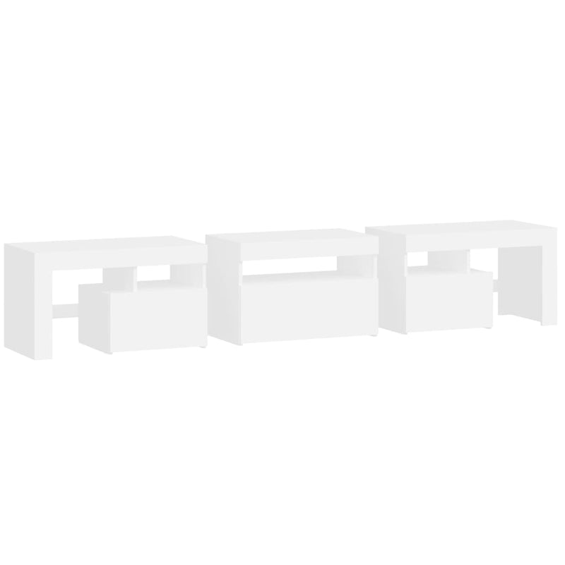 vidaXL TV Cabinet with LED Lights White 200x36.5x40 cm