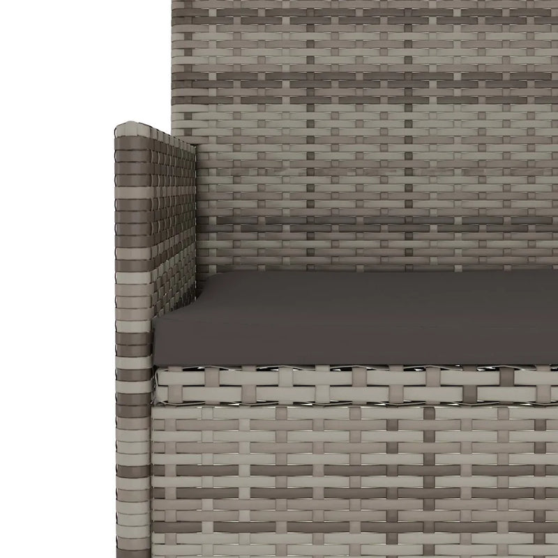 2-Seater Garden Bench with Cushions Grey Poly Rattan