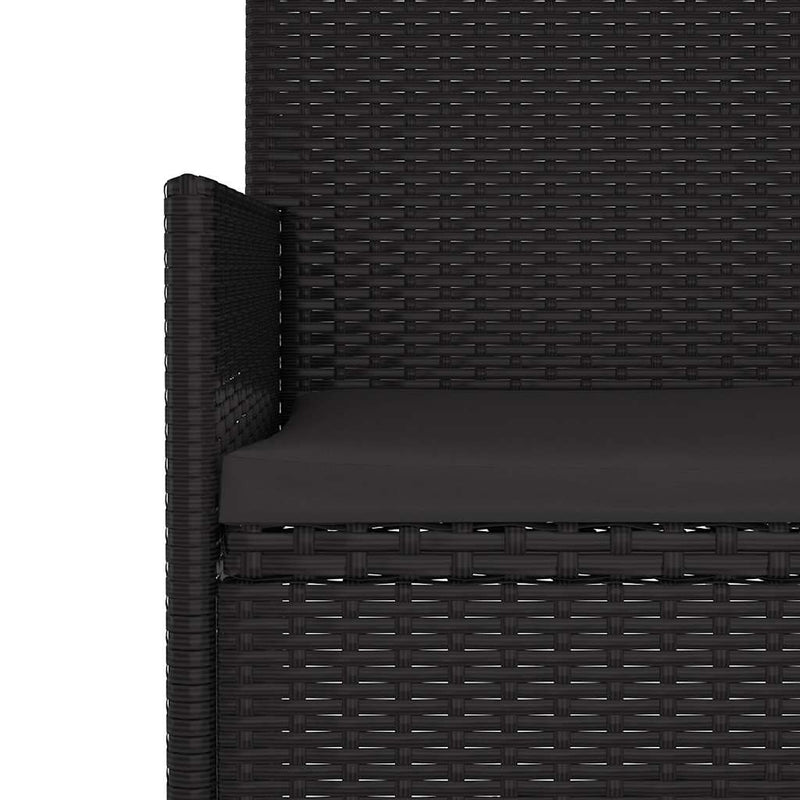 vidaXL 6 Piece Garden Lounge Set with Cushions Black Poly Rattan