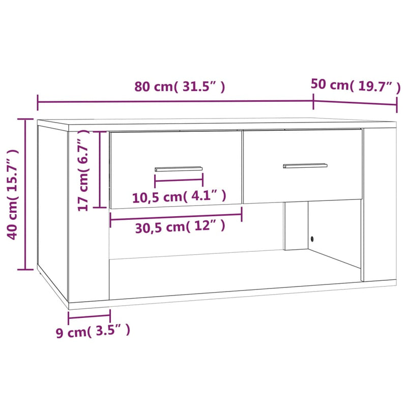 vidaXL Coffee Table Black 80x50x40 cm Engineered Wood