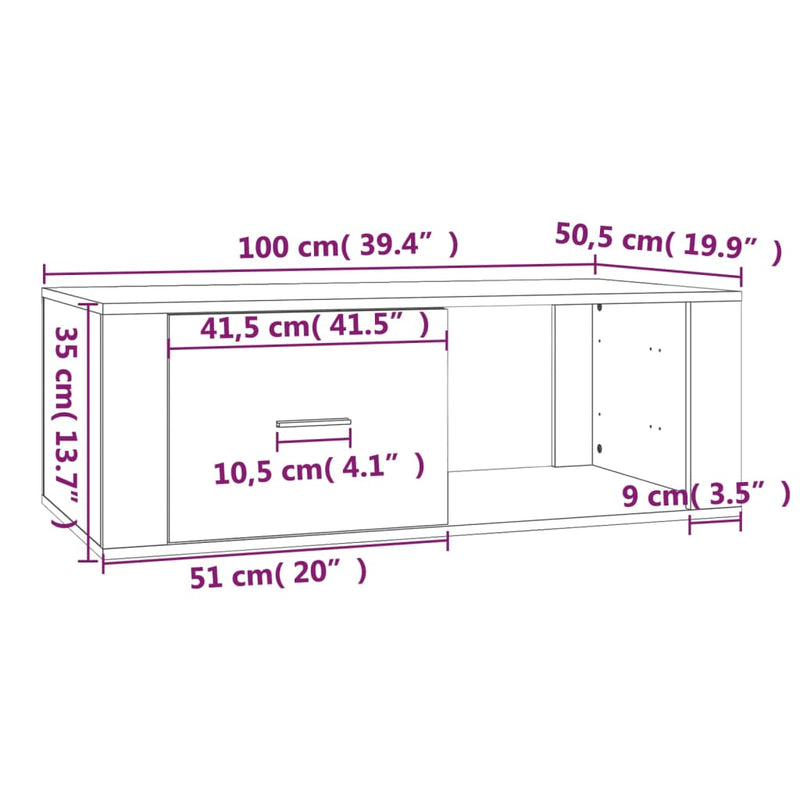 vidaXL Coffee Table Black 100x50.5x35 cm Engineered Wood