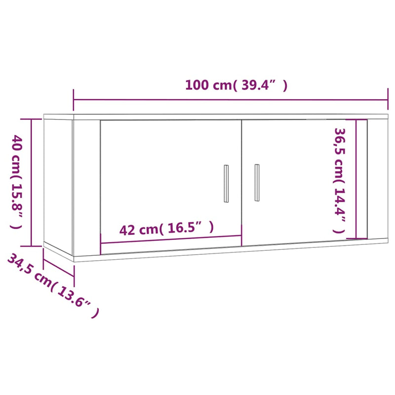 vidaXL Wall Mounted TV Cabinet White 100x34.5x40 cm