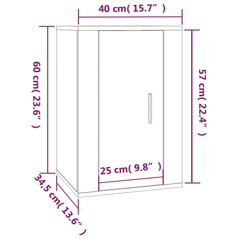 vidaXL Wall Mounted TV Cabinets 2 pcs Smoked Oak 40x34.5x60 cm