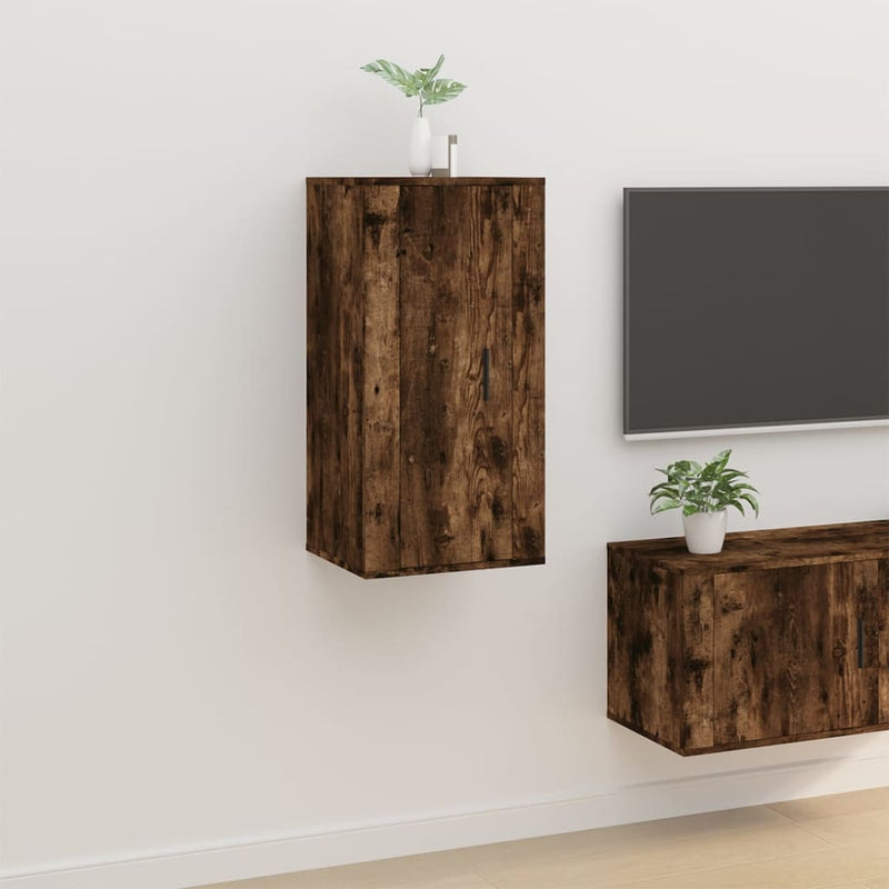 vidaXL Wall Mounted TV Cabinet Smoked Oak 40x34.5x80 cm