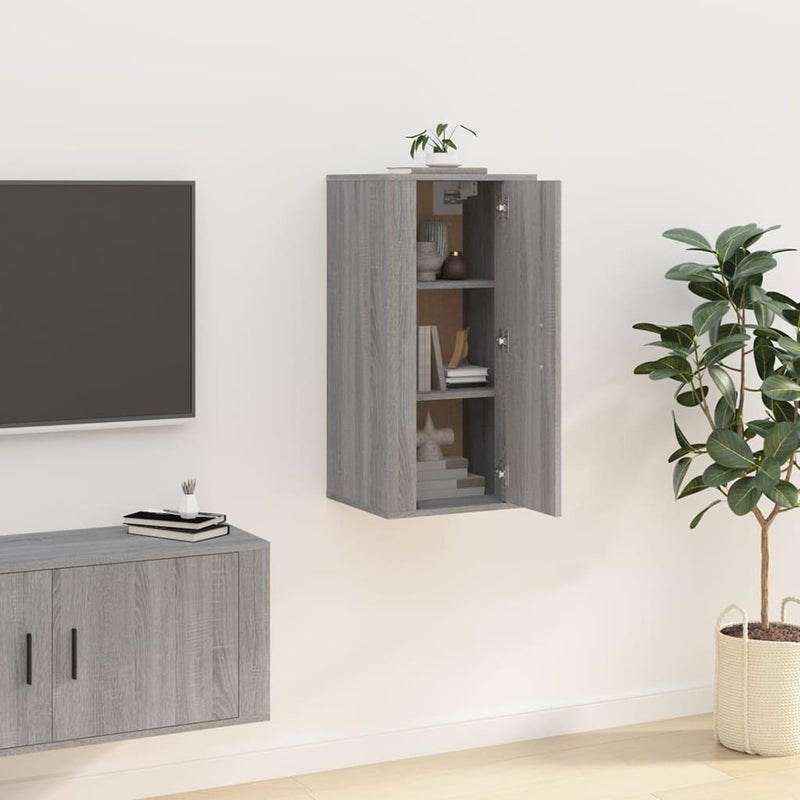 vidaXL Wall Mounted TV Cabinet Grey Sonoma 40x34.5x80 cm