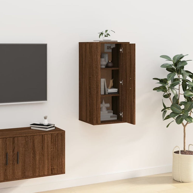 vidaXL Wall Mounted TV Cabinet Brown Oak 40x34.5x80 cm