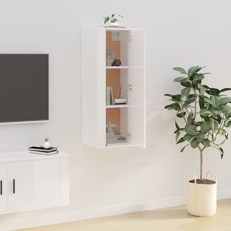 vidaXL Wall Mounted TV Cabinet High Gloss White 40x34.5x100 cm