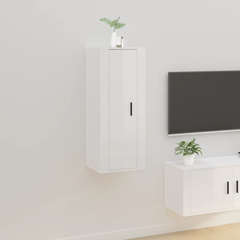 vidaXL Wall Mounted TV Cabinet High Gloss White 40x34.5x100 cm