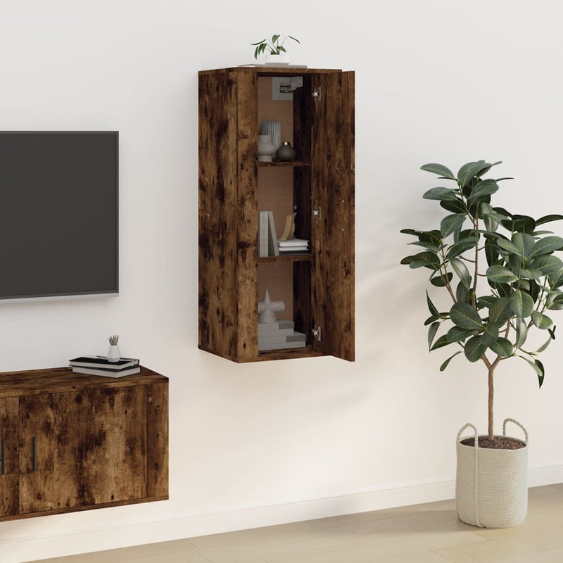 vidaXL Wall Mounted TV Cabinet Smoked Oak 40x34.5x100 cm