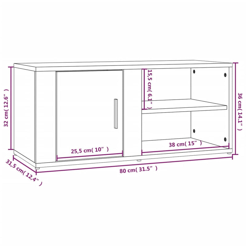 vidaXL TV Cabinets 2 pcs High Gloss White 80x31.5x36 cm Engineered Wood