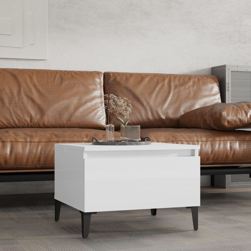 vidaXL Side Table High Gloss White 50x46x35 cm Engineered Wood