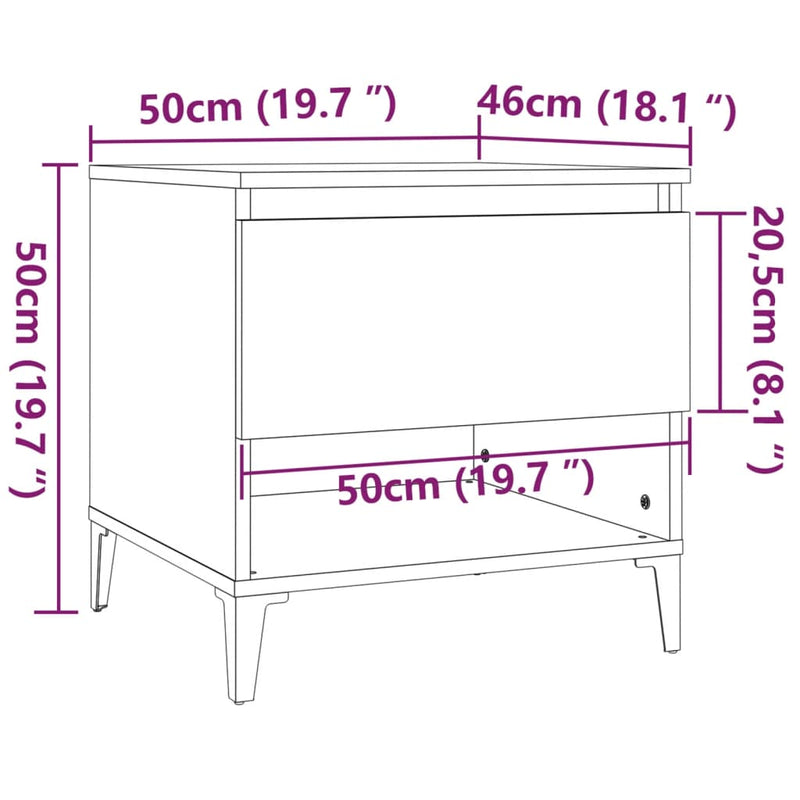 vidaXL Side Table White 50x46x50 cm Engineered Wood