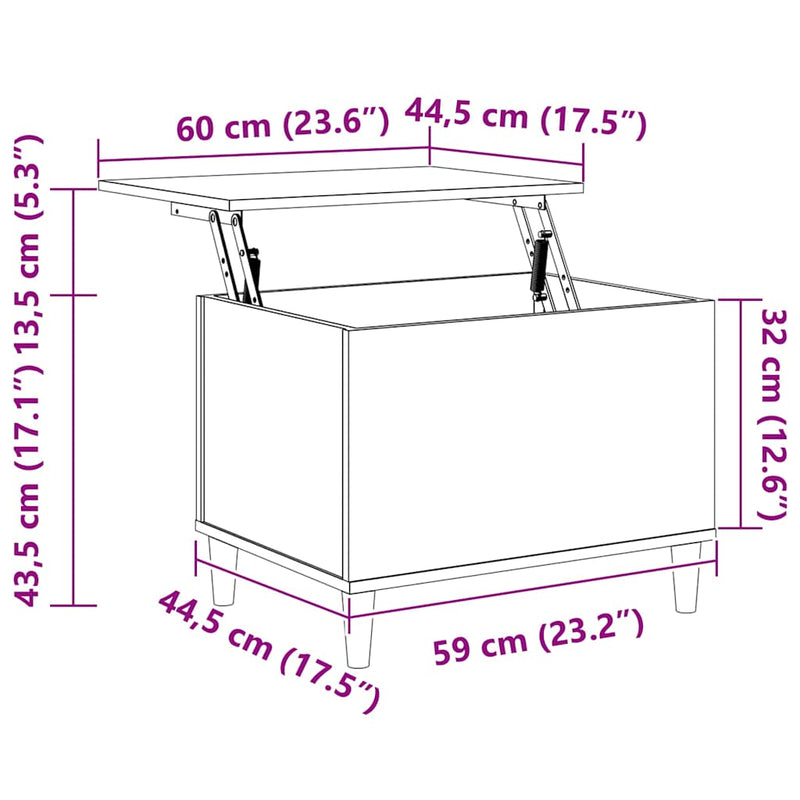 vidaXL Coffee Table Black 60x44.5x45 cm Engineered Wood