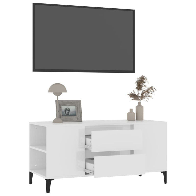 vidaXL TV Cabinet High Gloss White 102x44.5x50 cm Engineered Wood