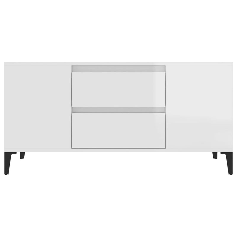 vidaXL TV Cabinet High Gloss White 102x44.5x50 cm Engineered Wood