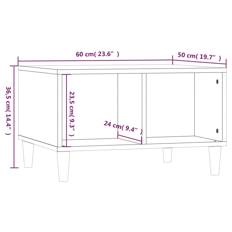 vidaXL Coffee Table High Gloss White 60x50x36.5 cm Engineered Wood