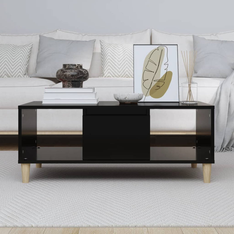 vidaXL Coffee Table Black 90x50x36.5 cm Engineered Wood