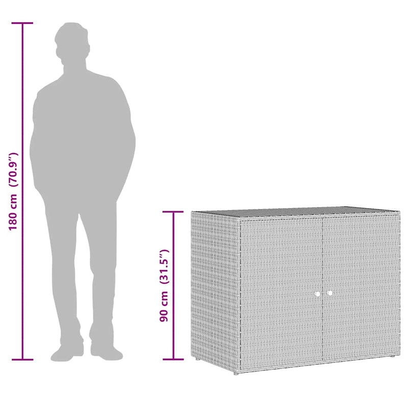 vidaXL Garden Storage Cabinet Grey 100x55.5x80 cm Poly Rattan