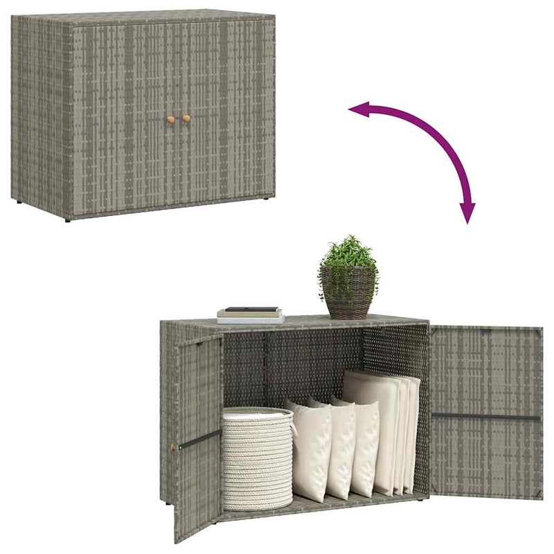 vidaXL Garden Storage Cabinet Grey 100x55.5x80 cm Poly Rattan