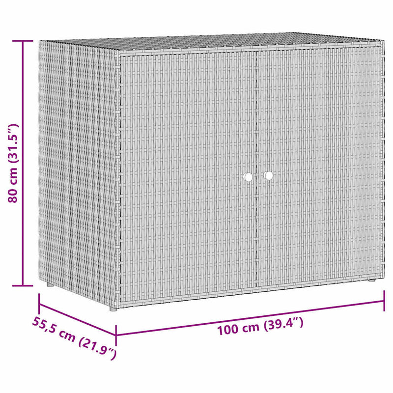 vidaXL Garden Storage Cabinet Grey 100x55.5x80 cm Poly Rattan