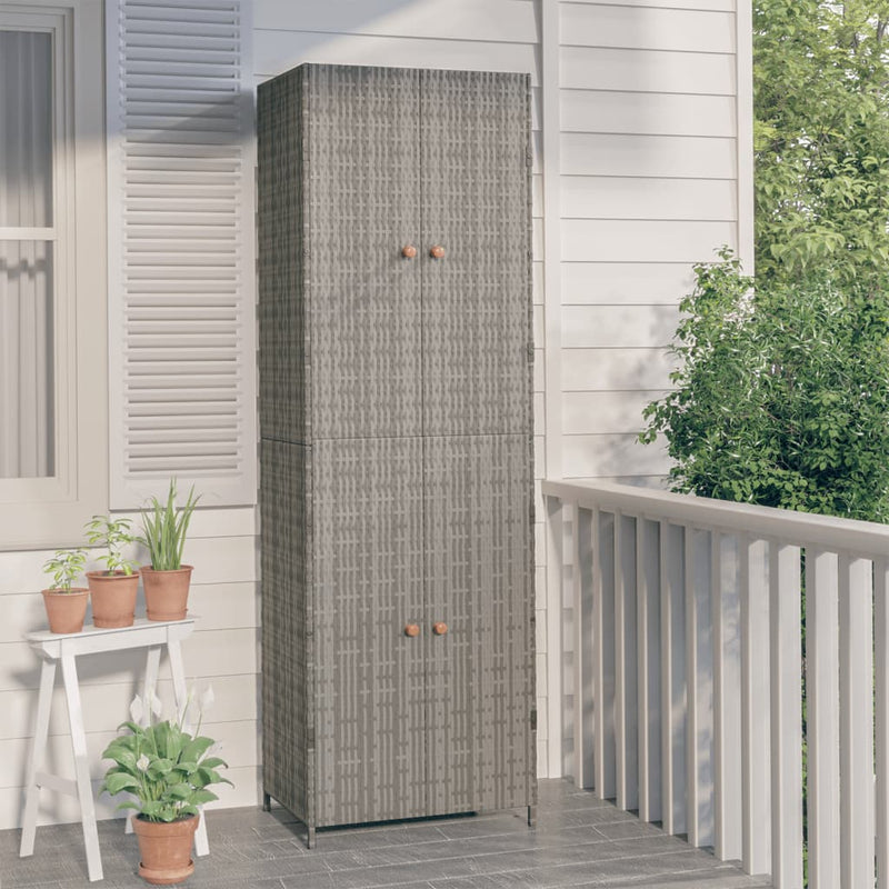 Garden Storage Cabinet Grey 59x40x180 cm Poly Rattan