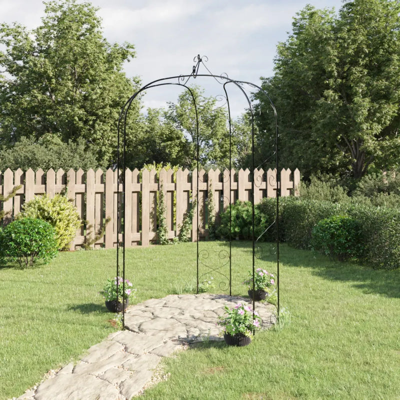 Garden Arch Black ��180x255 cm Steel