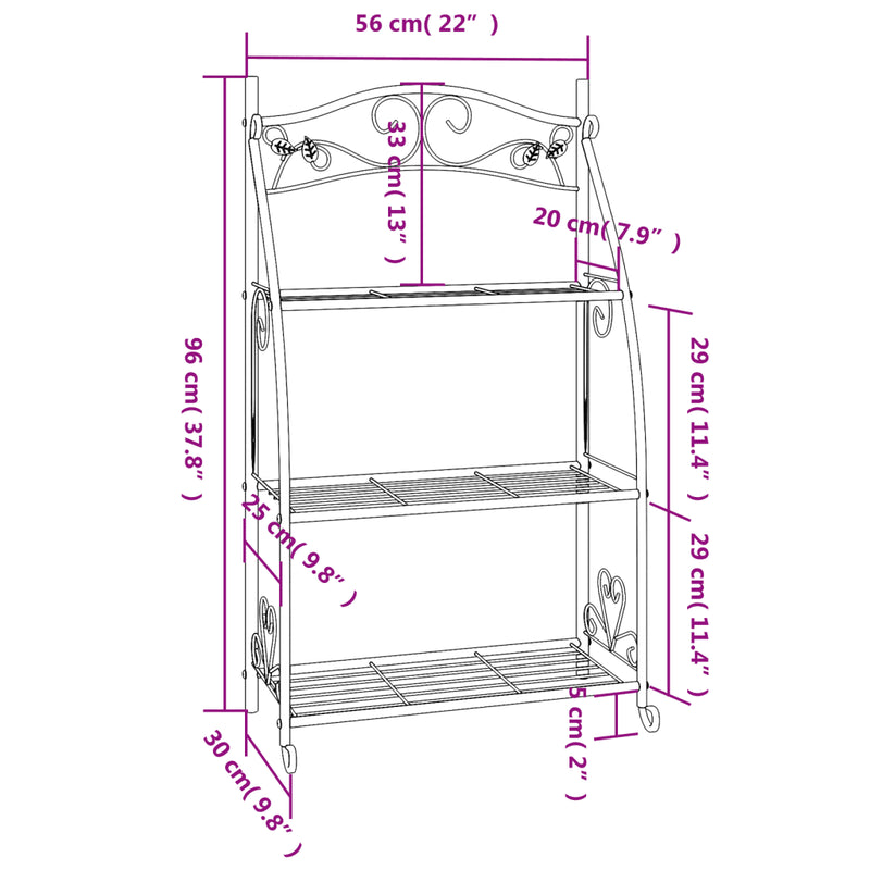 Flower Rack Black 56x30x96 cm Steel
