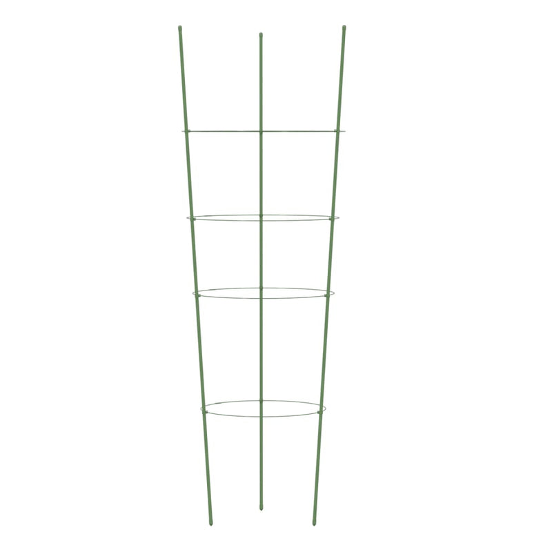 vidaXL Garden Plant Supports with 4 Rings 5 pcs Green 90 cm Steel