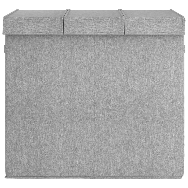 vidaXL Foldable Laundry Hamper Grey 64.5x34.5x59 cm Faux Linen Fabric