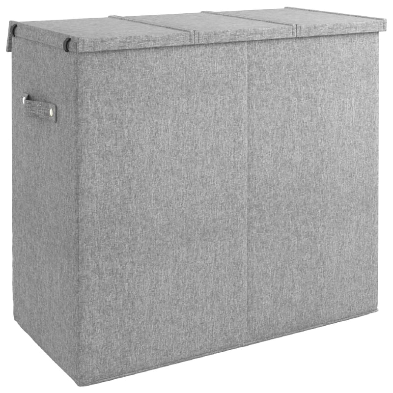 vidaXL Foldable Laundry Hamper Grey 64.5x34.5x59 cm Faux Linen Fabric