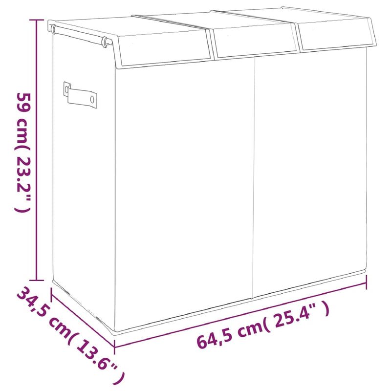 vidaXL Foldable Laundry Hamper Grey 64.5x34.5x59 cm Faux Linen Fabric