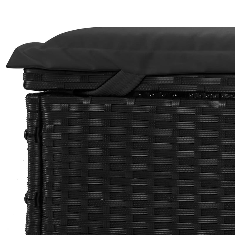 2-Person Sunbed with Foldable Roof Black 213x118x97 cm Poly Rattan
