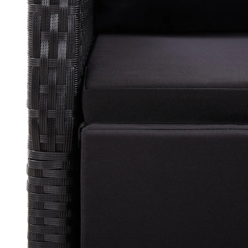 Reclining Garden Chairs with Cushions 2 pcs Black Poly Rattan