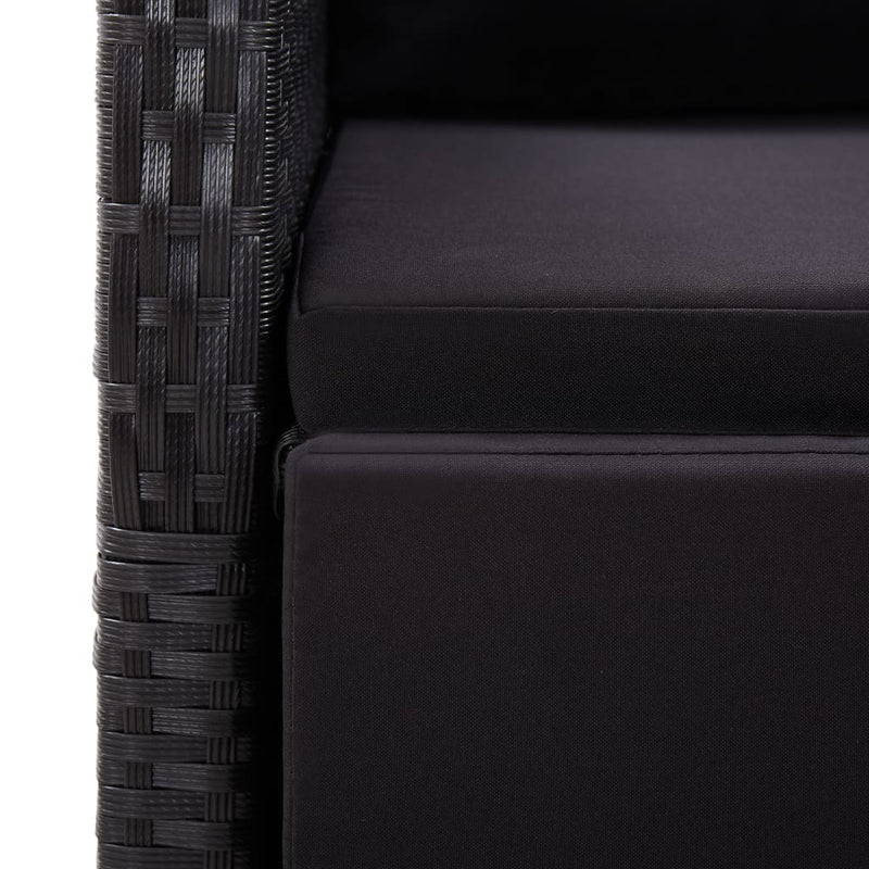 vidaXL Reclining Garden Chairs with Cushions 2 pcs Black Poly Rattan