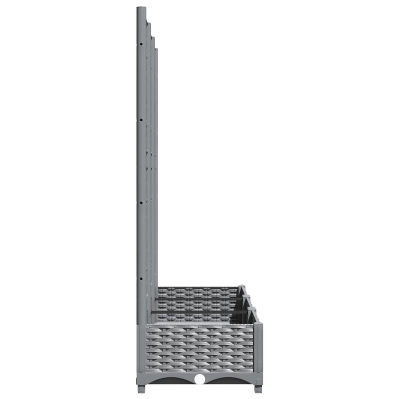 vidaXL Garden Planter with Trellis Light Grey 120x40x121.5 cm PP