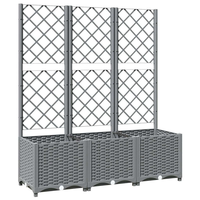 vidaXL Garden Planter with Trellis Light Grey 120x40x136 cm PP