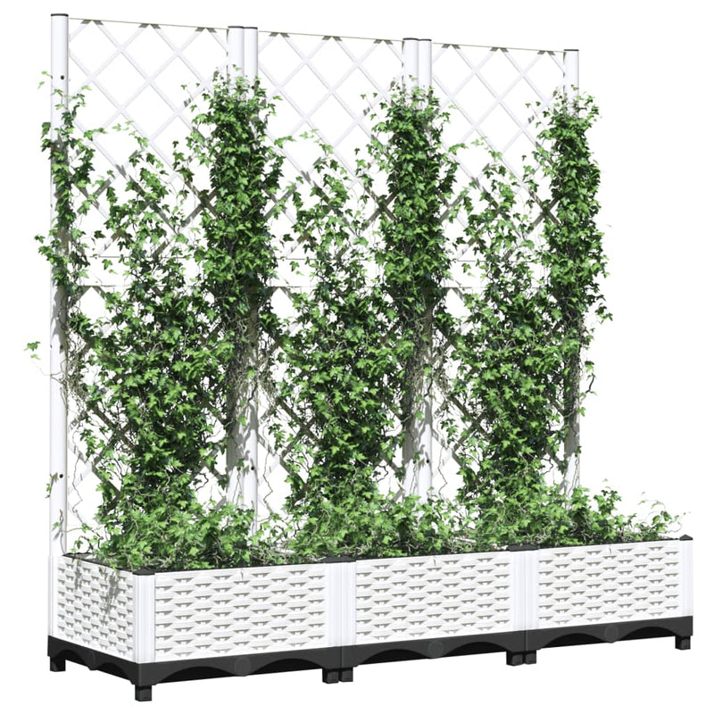 Garden Planter with Trellis White 120x40x121.5 cm PP