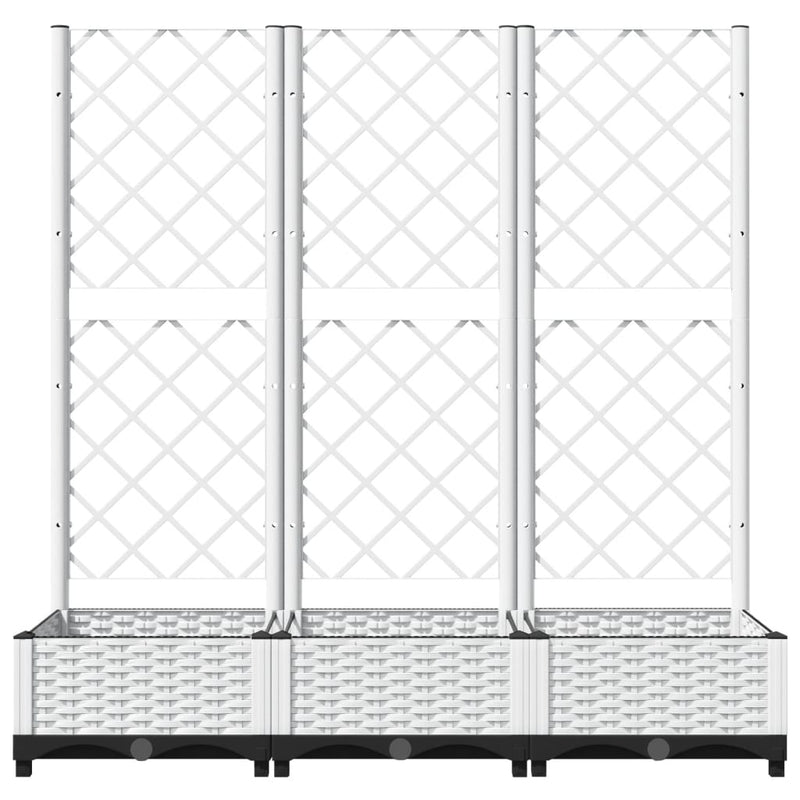 Garden Planter with Trellis White 120x40x121.5 cm PP