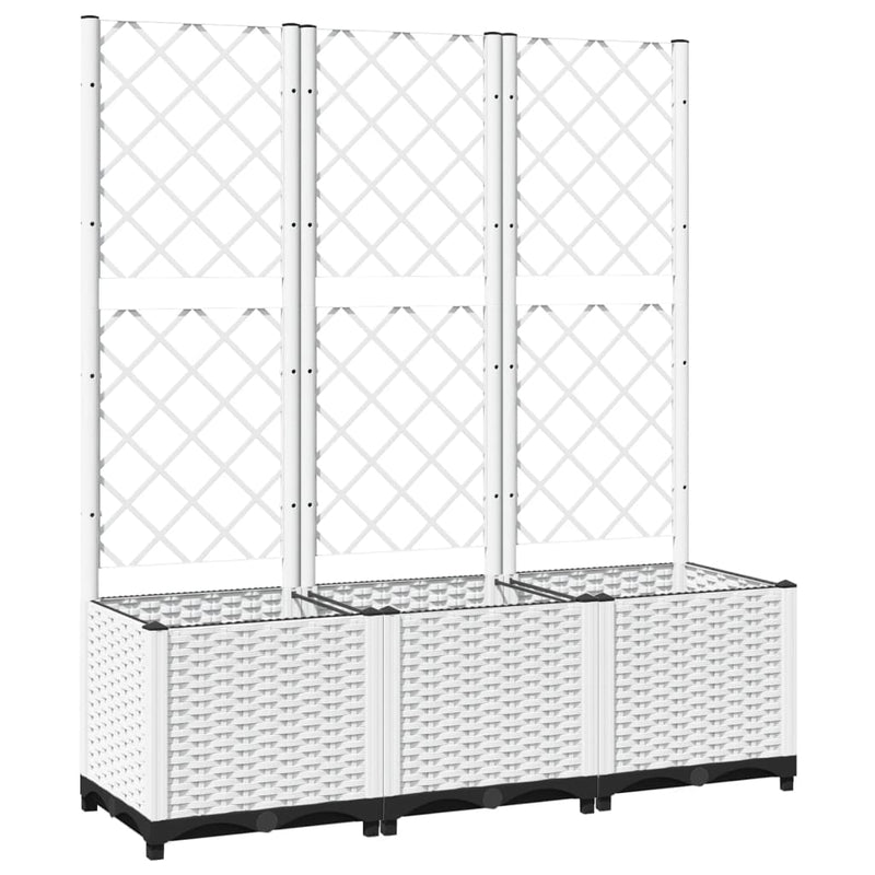 Garden Planter with Trellis White 120x40x136 cm PP