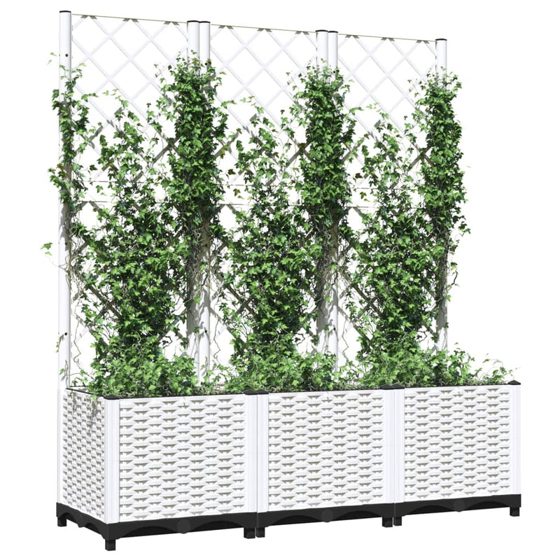 Garden Planter with Trellis White 120x40x136 cm PP